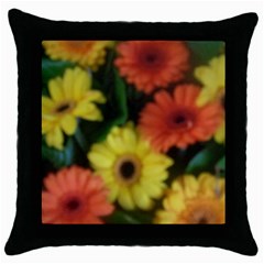 Orange Yellow Daisy Flowers Gerbera Black Throw Pillow Case