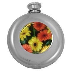 Orange Yellow Daisy Flowers Gerbera Hip Flask (round)