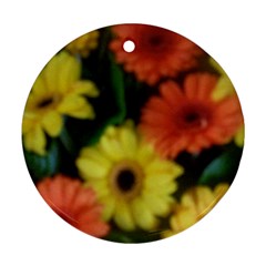 Orange Yellow Daisy Flowers Gerbera Round Ornament (two Sides) by yoursparklingshop