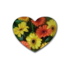 Orange Yellow Daisy Flowers Gerbera Drink Coasters 4 Pack (heart) 