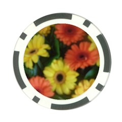 Orange Yellow Daisy Flowers Gerbera Poker Chip