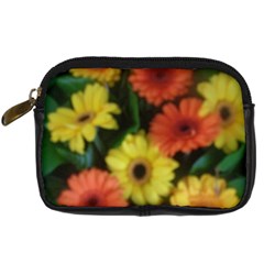 Orange Yellow Daisy Flowers Gerbera Digital Camera Leather Case by yoursparklingshop