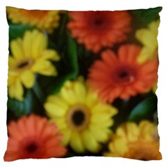 Orange Yellow Daisy Flowers Gerbera Large Flano Cushion Case (one Side) by yoursparklingshop