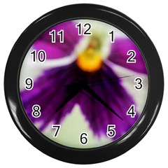 Inside Purple White Violet Flower Wall Clock (black)