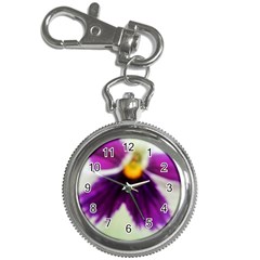 Inside Purple White Violet Flower Key Chain Watch