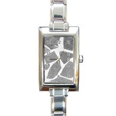 Grey White Tiles Pattern Rectangular Italian Charm Watch