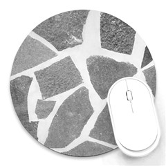 Grey White Tiles Pattern 8  Mouse Pad (round)