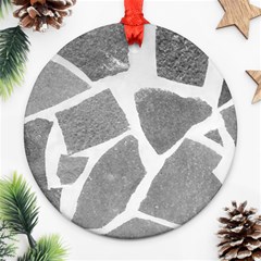 Grey White Tiles Pattern Round Ornament