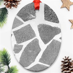 Grey White Tiles Pattern Oval Ornament