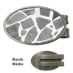 Grey White Tiles Pattern Money Clip (oval)