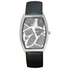 Grey White Tiles Pattern Tonneau Leather Watch