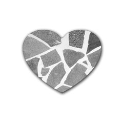 Grey White Tiles Pattern Drink Coasters 4 Pack (heart) 