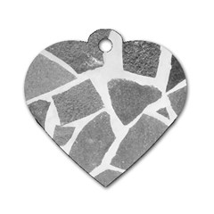 Grey White Tiles Pattern Dog Tag Heart (two Sided)