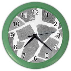 Grey White Tiles Pattern Wall Clock (color)