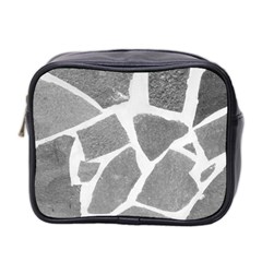 Grey White Tiles Pattern Mini Travel Toiletry Bag (two Sides) by yoursparklingshop