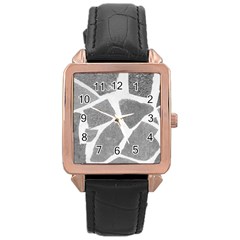 Grey White Tiles Pattern Rose Gold Leather Watch 