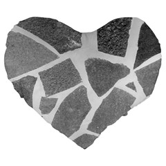 Grey White Tiles Pattern Large 19  Premium Flano Heart Shape Cushion by yoursparklingshop