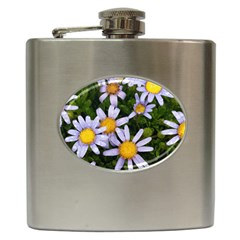 Yellow White Daisy Flowers Hip Flask