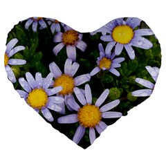 Yellow White Daisy Flowers Large 19  Premium Heart Shape Cushion