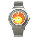 Orange Yellow Flame 5000 Stainless Steel Watch (Slim) Front