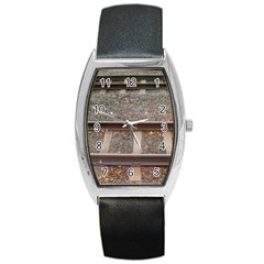 Railway Track Train Tonneau Leather Watch by yoursparklingshop