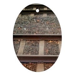 Railway Track Train Oval Ornament (two Sides) by yoursparklingshop