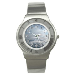 Sky Plane View Stainless Steel Watch (slim) by yoursparklingshop