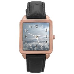 Sky Plane View Rose Gold Leather Watch 