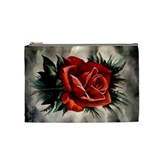 Red Rose Cosmetic Bag (medium) by ArtByThree