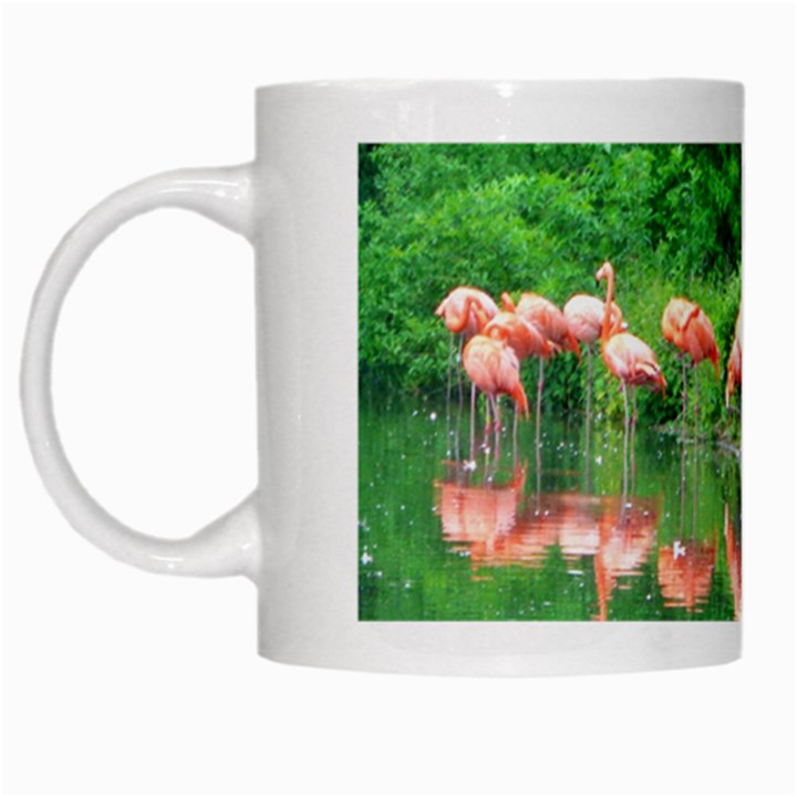 Flamingo Birds at lake White Coffee Mug