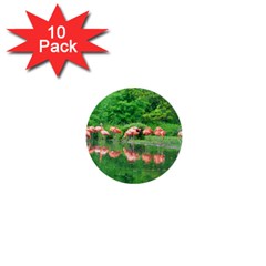 Flamingo Birds At Lake 1  Mini Button (10 Pack)