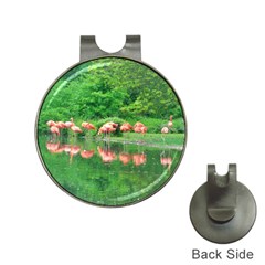 Flamingo Birds At Lake Hat Clip With Golf Ball Marker