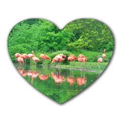 Flamingo Birds At Lake Mouse Pad (heart) by yoursparklingshop