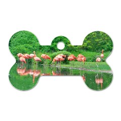 Flamingo Birds At Lake Dog Tag Bone (one Sided)