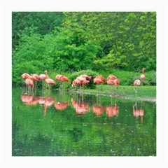 Flamingo Birds At Lake Glasses Cloth (medium, Two Sided) by yoursparklingshop