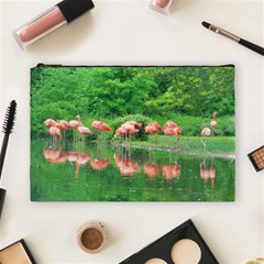 Flamingo Birds At Lake Cosmetic Bag (large) by yoursparklingshop