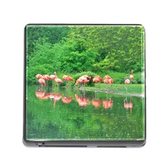 Flamingo Birds At Lake Memory Card Reader With Storage (square) by yoursparklingshop