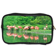 Flamingo Birds At Lake Travel Toiletry Bag (one Side) by yoursparklingshop