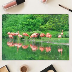 Flamingo Birds At Lake Cosmetic Bag (xxl) by yoursparklingshop