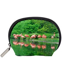 Flamingo Birds At Lake Accessory Pouch (small)