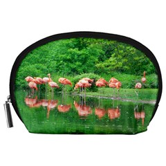 Flamingo Birds At Lake Accessory Pouch (large)