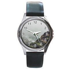 Untitled2 Round Leather Watch (silver Rim)