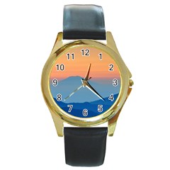 Unt4 Round Leather Watch (gold Rim) 