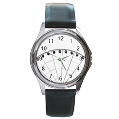 Untitled Round Leather Watch (silver Rim) by things9things