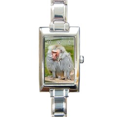 Grey Monkey Macaque Rectangular Italian Charm Watch