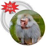 Grey Monkey Macaque 3  Button (100 pack) Front