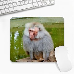 Grey Monkey Macaque Large Mouse Pad (rectangle)