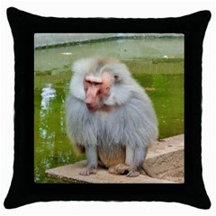 Grey Monkey Macaque Black Throw Pillow Case