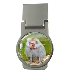 Grey Monkey Macaque Money Clip (round)