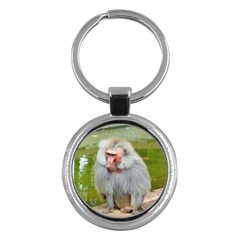 Grey Monkey Macaque Key Chain (round) by yoursparklingshop